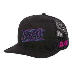 IBEW YOUR LOCAL HERE BLUE RED TEXT CHARCOAL UNION MADE TRUCKER HAT BASEBALL CAP HL0051