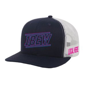 IBEW YOUR LOCAL HERE BLUE RED TEXT CHARCOAL UNION MADE TRUCKER HAT BASEBALL CAP HL0051-NAVY/WHITE-OSFA