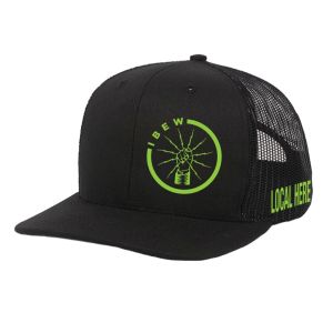 IBEW YOUR LOCAL HERE LIME LEFT PANEL CHARCOAL UNION MADE TRUCKER HAT BASEBALL CAP HL0052