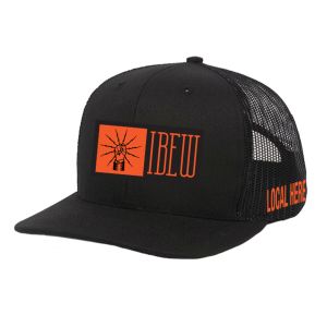 IBEW YOUR LOCAL HERE ORANGE LOGO CHARCOAL UNION MADE TRUCKER HAT BASEBALL CAP HL0054