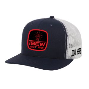 IBEW YOUR LOCAL HERE RED BLK LOGO CHARCOAL UNION MADE TRUCKER HAT BASEBALL CAP HL0055-NAVY/WHITE-OSFA