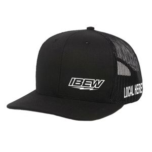 IBEW YOUR LOCAL HERE LEFT PANEL TEXT CHARCOAL UNION MADE TRUCKER HAT BASEBALL CAP HL0056