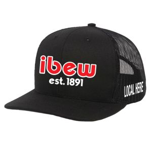 IBEW YOUR LOCAL HERE RED TEXT UNION MADE TRUCKER HAT BASEBALL CAP HL005