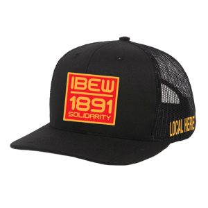 IBEW YOUR LOCAL HERE GOLD SQUARE UNION MADE TRUCKER HAT BASEBALL CAP HL0065