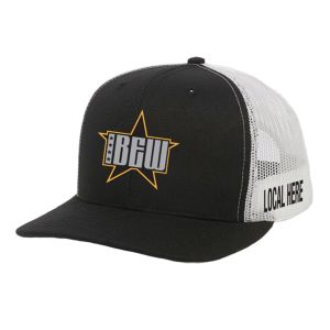 IBEW YOUR LOCAL HERE GOLD STAR UNION MADE TRUCKER HAT BASEBALL CAP HL0066-BLACK/WHITE-OSFA