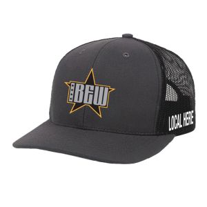 IBEW YOUR LOCAL HERE GOLD STAR UNION MADE TRUCKER HAT BASEBALL CAP HL0066-CHARCOAL/BLACK-OSFA