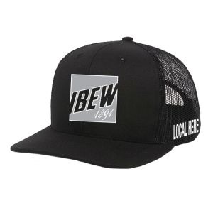 IBEW YOUR LOCAL HERE GREY SQUARE UNION MADE TRUCKER HAT BASEBALL CAP HL0068