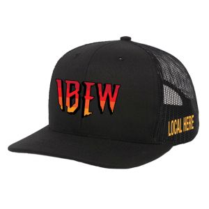 IBEW YOUR LOCAL HERE FIRE FONT UNION MADE TRUCKER HAT BASEBALL CAP HL006