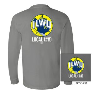 ILWU LONGSHOREMAN YOUR LOCAL HERE  USA MADE UNION PRINTED MENS LONG SLEEVE T-SHIRT 5060