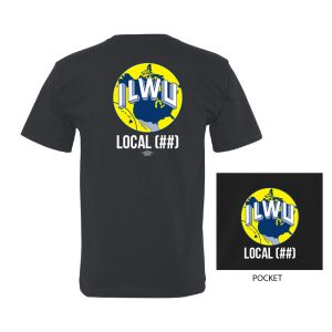 ILWU LONGSHOREMAN YOUR LOCAL HERE  USA MADE UNION PRINTED MENS POCKET T-SHIRT 5070
