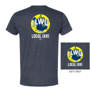 ILWU LONGSHOREMAN YOUR LOCAL HERE USA MADE UNION PRINTED MENS TRI BLEND T-SHIRT 5710