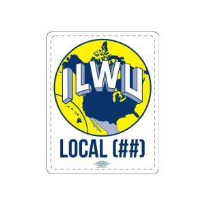 ILWU LONGSHOREMAN YOUR LOCAL HERE  UNION MADE WHITE STICKERS