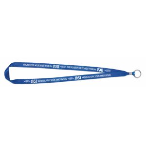 USA Made-Union Printed Lanyard w/Ring (5/8" wide)-Navy Blue