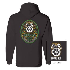 TEAMSTERS LOCAL 100 CANNABIS WORKERS HOODIE UNION PRINTED BAYSIDE USA