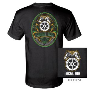 TEAMSTERS LOCAL 100 CANNABIS WORKERS SHORT SLEEVE T-SHIRT UNION PRINTED-Black -S