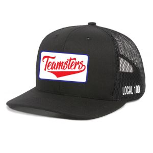 TEAMSTERS LOCAL 100 VARSITY FONT UNION MADE TRUCKER HAT BASEBALL CAP TH001-BLACK/BLACK-OSFA