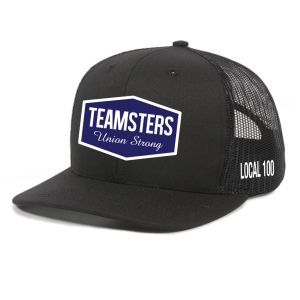 TEAMSTERS LOCAL 100 SHIELD UNION MADE TRUCKER HAT BASEBALL CAP TH004-BLACK/BLACK-OSFA