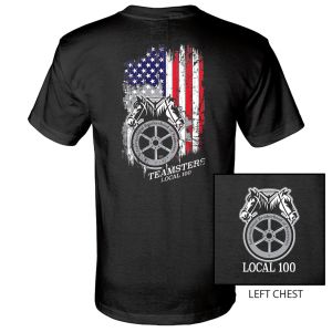 TEAMSTERS LOCAL 100 AMERICAN FLAG USA MADE UNION PRINTED T-SHIRT TM001