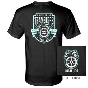 TEAMSTERS LOCAL 100 TEAL LOGO USA MADE UNION PRINTED T-SHIRT TM002