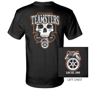 TEAMSTERS LOCAL 100 SKULL LOGO USA MADE UNION PRINTED T-SHIRT TM006