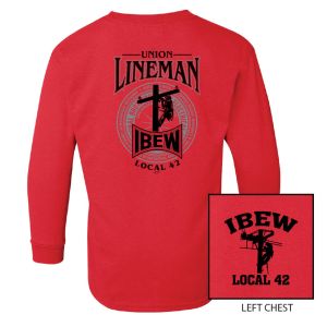 IBEW LOCAL 42 LINEMEN USA MADE UNION PRINTED LONG SLEEVE YOUTH T-SHIRT