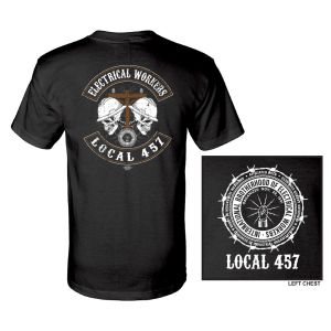 IBEW LOCAL 457 DOUBLE SKULL HELMET MENS SHORT SLEEVE T-SHIRT