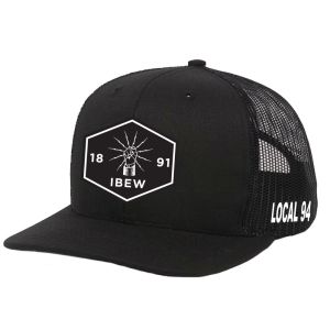 IBEW LOCAL 94 WHITE HAND AND FIST UNION MADE TRUCKER HAT