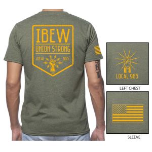  IBEW LOCAL 965 YELLOW DESIGN USA MADE T-SHIRT UNION PRINTED SHORT SLEEVE
