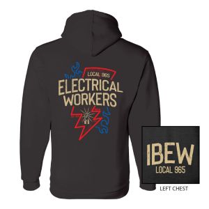 IBEW LOCAL 965 DUAL TAN LIGHTNING USA MADE HOODIE UNION PRINTED LONG SLEEVE