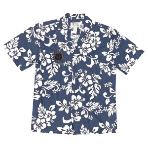 YOUR LOCAL HERE USA MADE HAWAIIAN SHIRT UNION EMBROIDERED-Denim/Navy-S