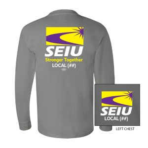 SEIU YOUR LOCAL HERE SERVICE EMPLOYEES USA MADE UNION PRINTED MENS LONG SLEEVE T-SHIRT 5060
