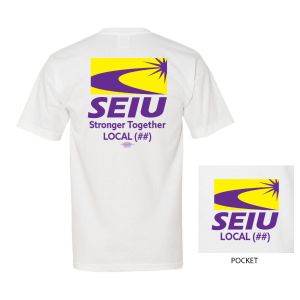 SEIU YOUR LOCAL HERE SERVICE EMPLOYEES USA MADE UNION PRINTED MENS POCKET T-SHIRT 5070