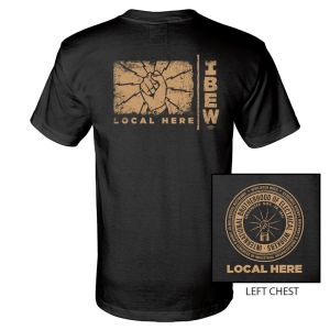 IBEW YOUR LOCAL HERE TAN LOGO USA MADE UNION PRINTED T-SHIRT SL0033