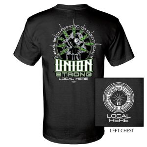 IBEW YOUR LOCAL HERE LIME FIST USA MADE UNION PRINTED T-SHIRT SL0040