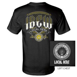 IBEW YOUR LOCAL HERE GOLD AND WHITE USA MADE UNION PRINTED T-SHIRT SL0041