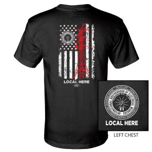 IBEW YOUR LOCAL HERE TOWER USA MADE UNION PRINTED T-SHIRT SL0043-S-Black 