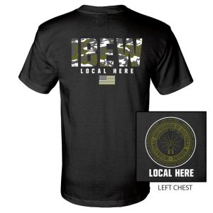 IBEW YOUR LOCAL HERE CAMO CHEST TEXT USA MADE UNION PRINTED T-SHIRT SL0062