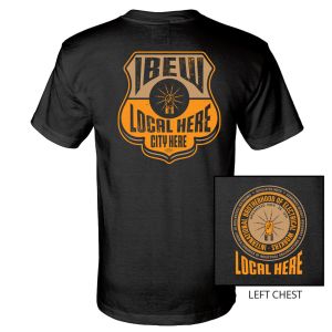 IBEW YOUR LOCAL HERE ORANGE MOTORCYCLE USA MADE UNION PRINTED T-SHIRT SL0066