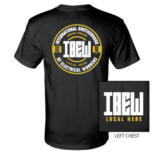 IBEW YOUR LOCAL HERE GOLD CIRCLE USA MADE UNION PRINTED T-SHIRT SL0068
