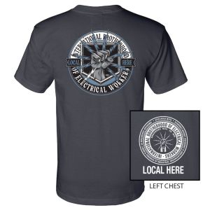 IBEW YOUR LOCAL HERE BLUE LIGHTNING USA MADE UNION PRINTED T-SHIRT SL0079