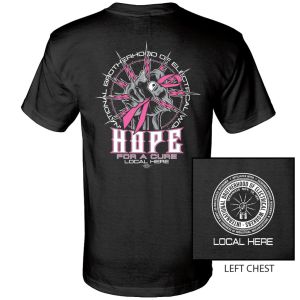 IBEW YOUR LOCAL HERE BREAST CANCER FIST USA MADE UNION PRINTED T-SHIRT SL0095