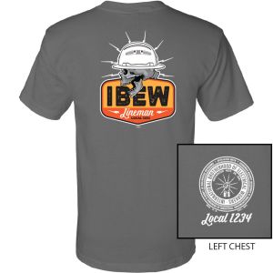 IBEW YOUR LOCAL HERE SKULL LINEMAN USA MADE T-SHIRT UNION PRINTED SL0113