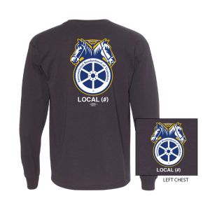 TEAMSTERS LOGO DOUBLE HORSE HEAD USA MADE UNION PRINTED MENS LONG SLEEVE T-SHIRT