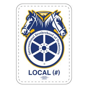 TEAMSTERS LOGO DOUBLE HORSE HEAD STICKER WHITE BACKGROUND