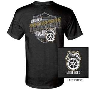 TEAMSTERS YOUR LOCAL HERE GREY SHIELD USA MADE UNION PRINTED T-SHIRT TM004