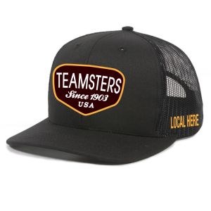 TEAMSTERS YOUR LOCAL HERE MAROON PATCH LOOK UNION MADE TRUCKER HAT BASEBALL CAP TH003-BLACK/BLACK-OSFA