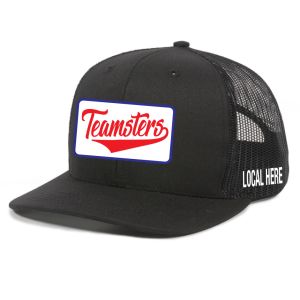 TEAMSTERS YOUR LOCAL VARSITY FONT LOOK UNION MADE TRUCKER HAT BASEBALL CAP TH001-BLACK/BLACK-OSFA