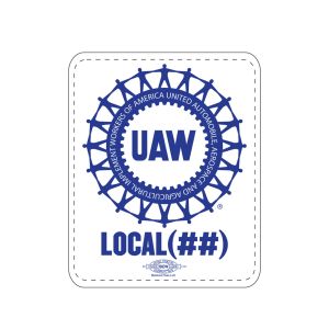 UAW UNITED AUTO WORKERS  UNION MADE WHITE STICKER