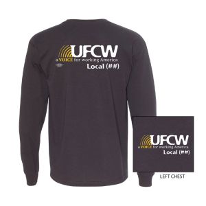 UFCW FOOD WORKERS YOUR LOCAL HERE SERVICE EMPLOYEES USA MADE UNION PRINTED MENS LONG SLEEVE T-SHIRT 5060