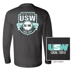 USW STEEL WORKERS 12012 UNION PROUD MENS T-SHIRT USA MADE UNION PRINTED